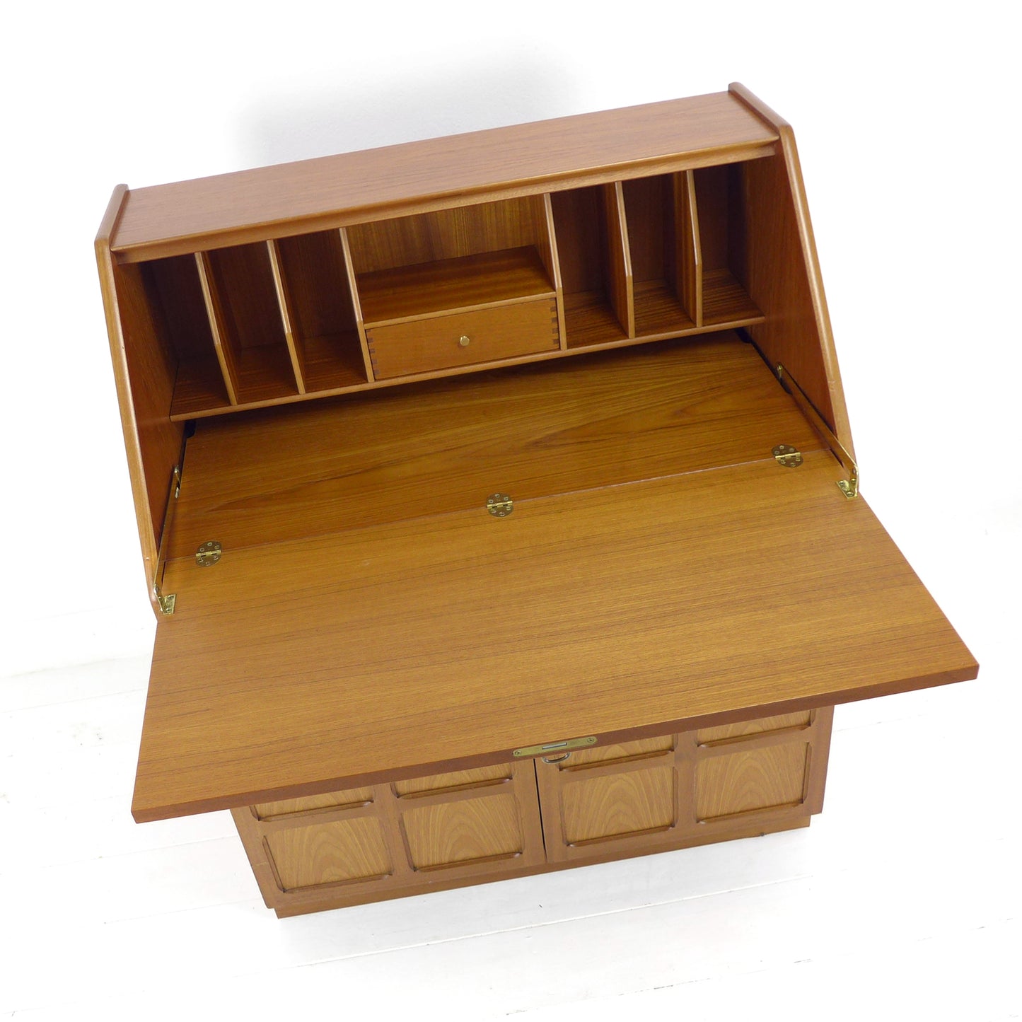 Mid Century NATHAN Teak Desk / Writing Bureau - Home Office Station with Storage