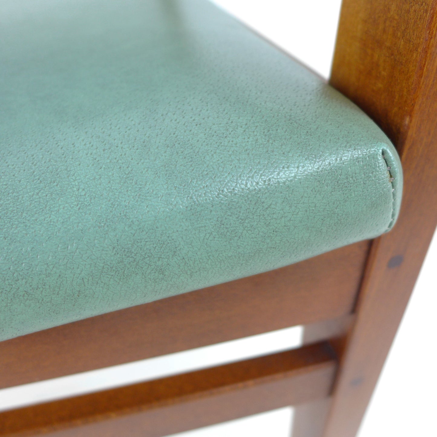 Mid Century Military Teak Armchair / Desk Chair in Arsenic Green Vintage MOD