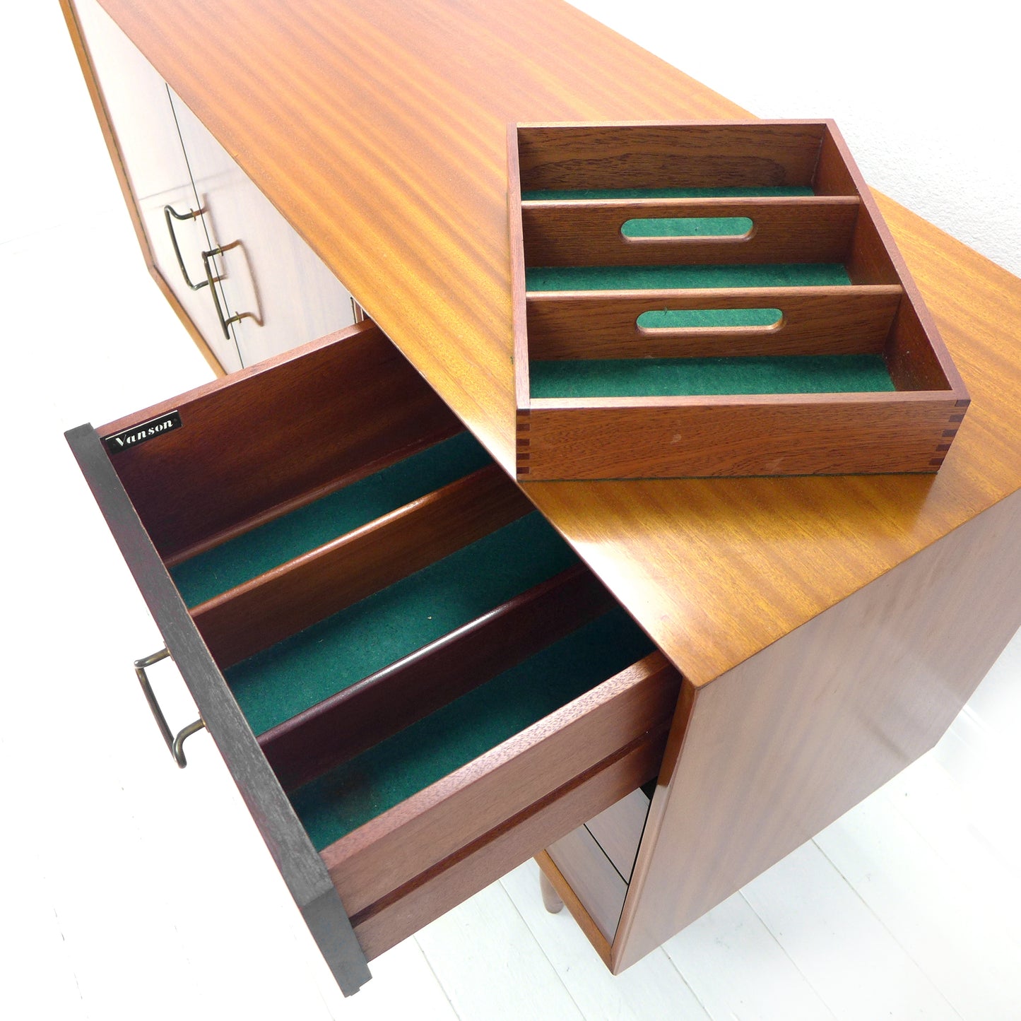 Mid Century VANSON Rosewood & Teak Sideboard by Peter Hayward - Record / Drinks Cabinet / Drawers