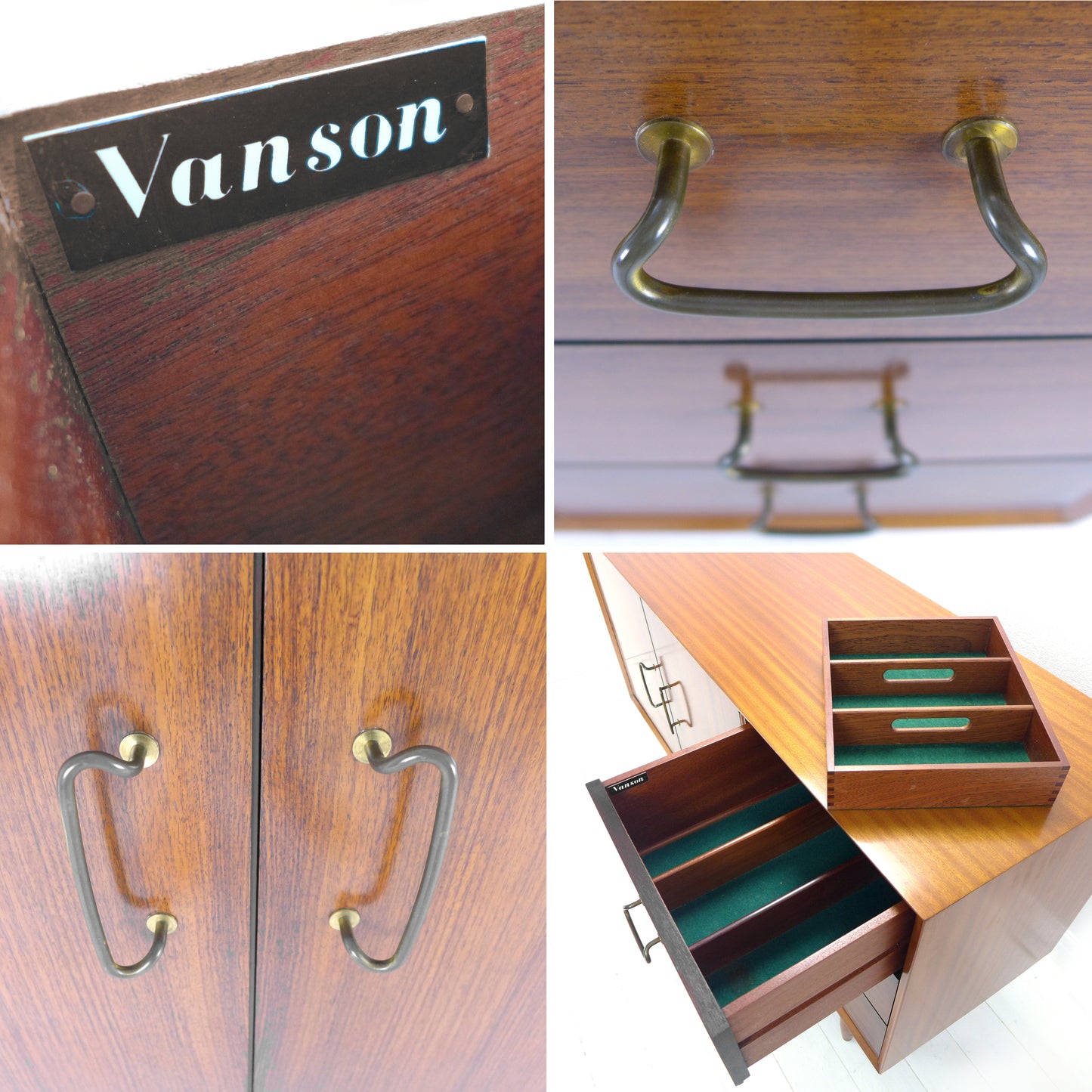 Mid Century VANSON Rosewood & Teak Sideboard by Peter Hayward - Record / Drinks Cabinet / Drawers