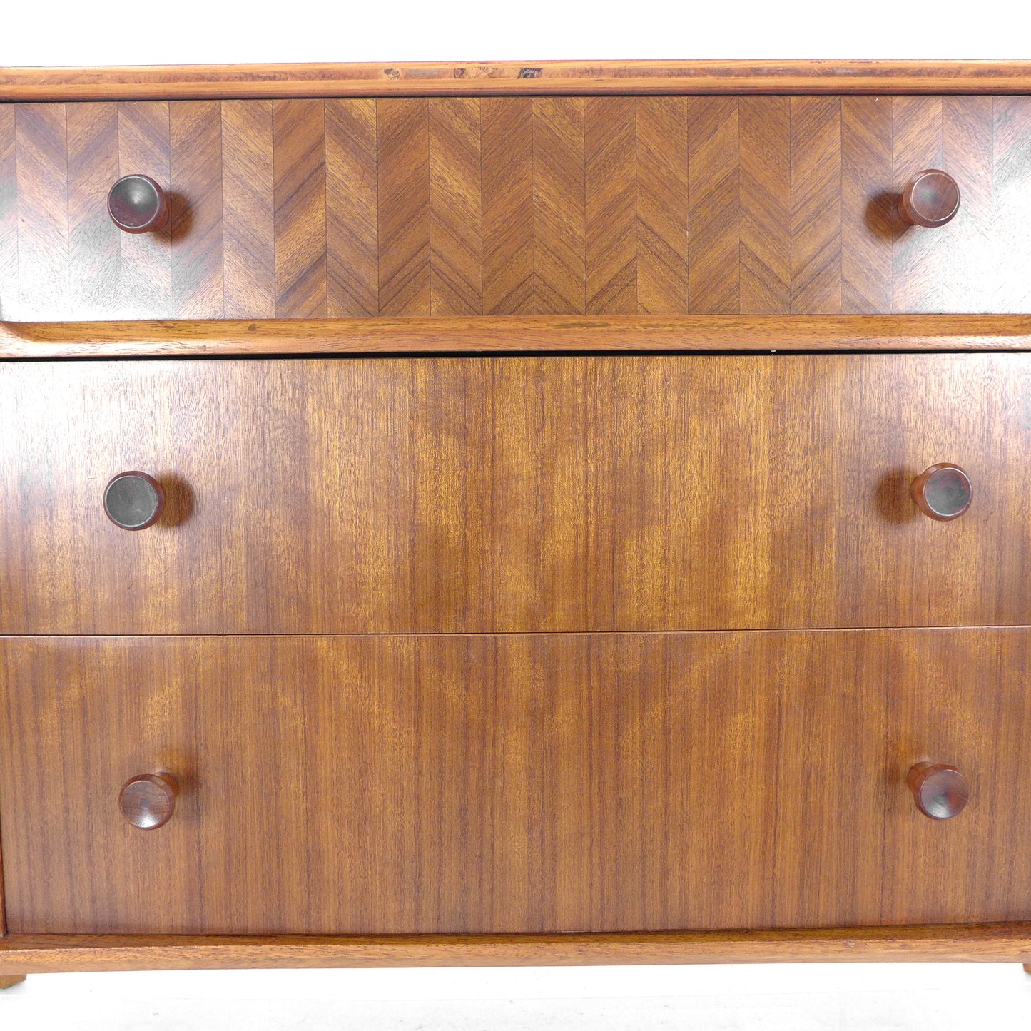 Mid Century Teak Sideboard with Veneer Detail - Record/Drinks Cabinet - Compact Size