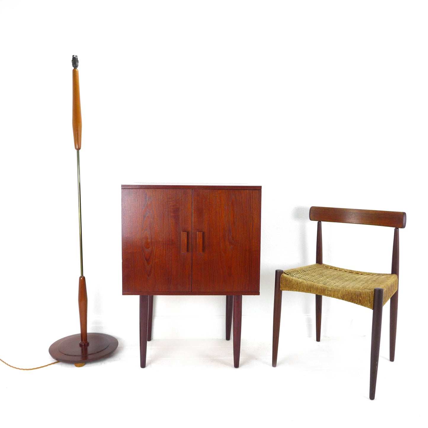 Danish Modern Teak & Brass Floor Lamp / Standard Lamp Base - Vintage/Mid Century