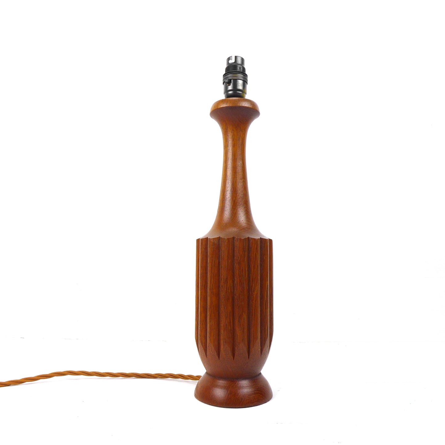 Mid Century Teak Lamp Base with Woven Flex - Vintage/Danish Style