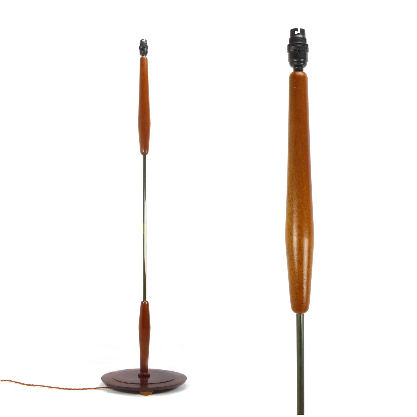 Danish Modern Teak & Brass Floor Lamp / Standard Lamp Base - Vintage/Mid Century