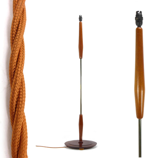 Danish Modern Teak & Brass Floor Lamp / Standard Lamp Base - Vintage/Mid Century