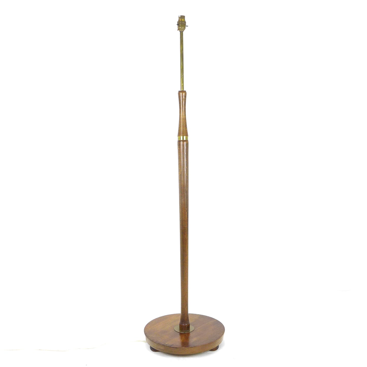 Mid Century Floor Lamp / Standard Lamp Base - Oak & Brass