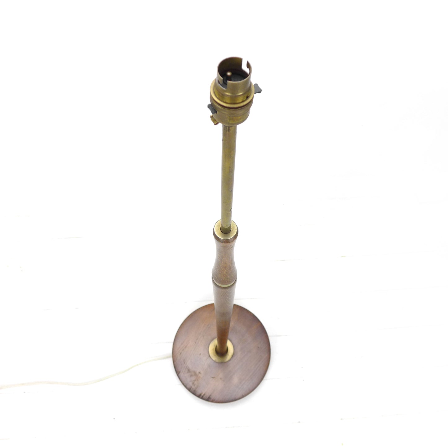 Mid Century Floor Lamp / Standard Lamp Base - Oak & Brass