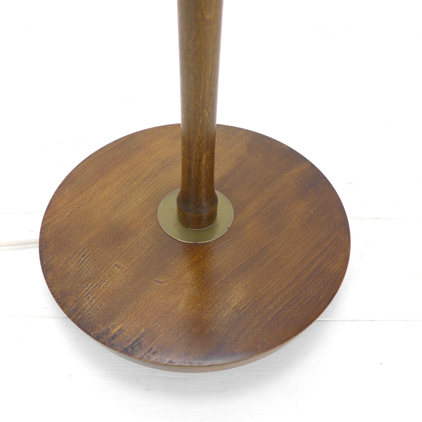 Mid Century Floor Lamp / Standard Lamp Base - Oak & Brass