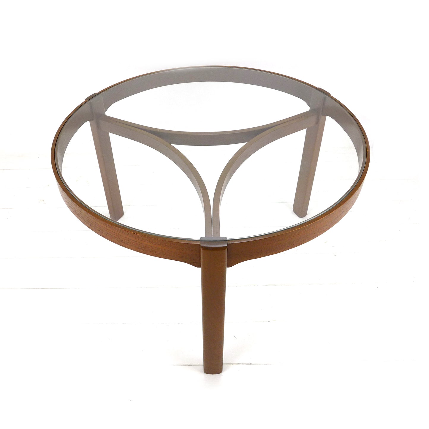 Mid Century Teak & Glass Round Coffee Table by Nathan Furniture