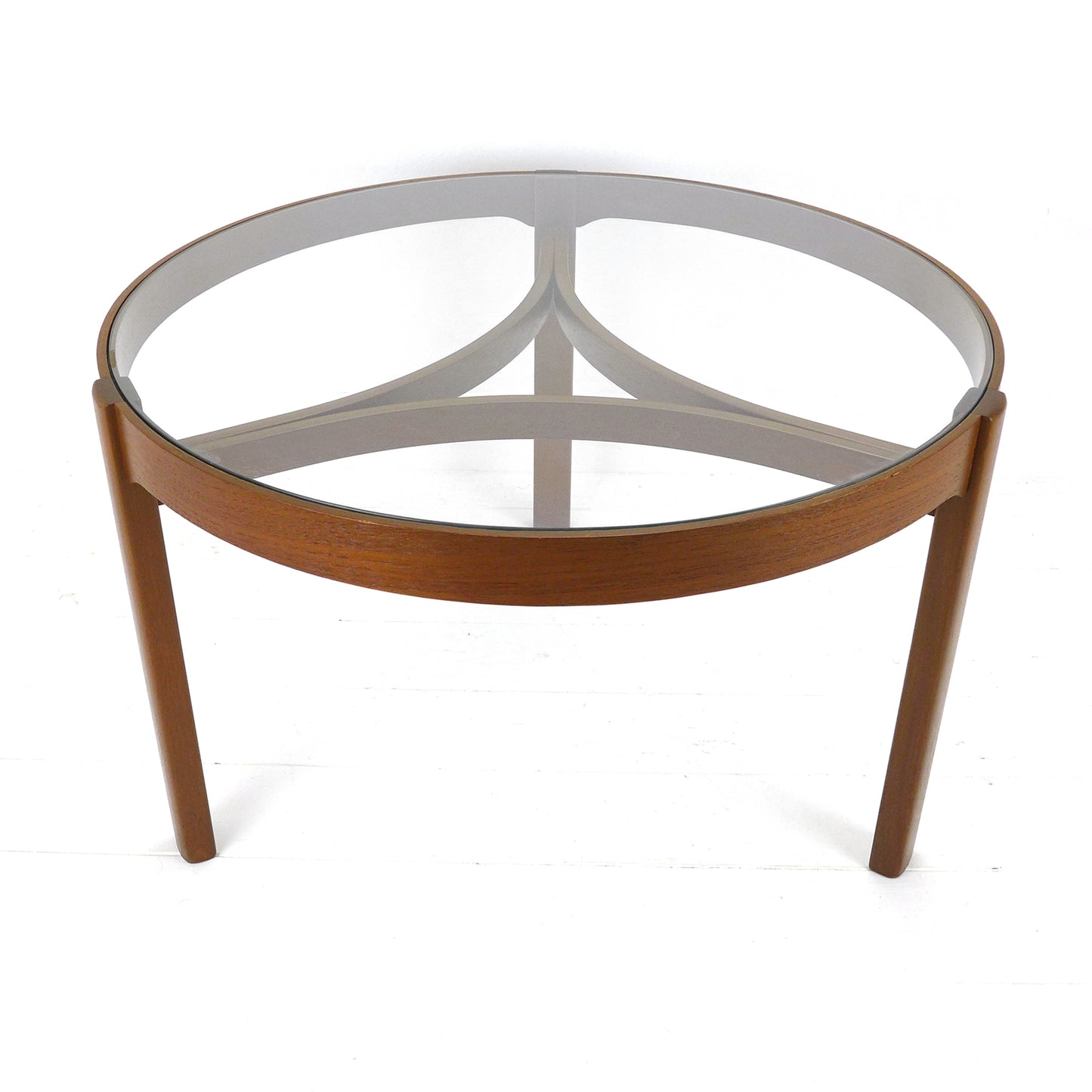 Mid Century Teak & Glass Round Coffee Table by Nathan Furniture