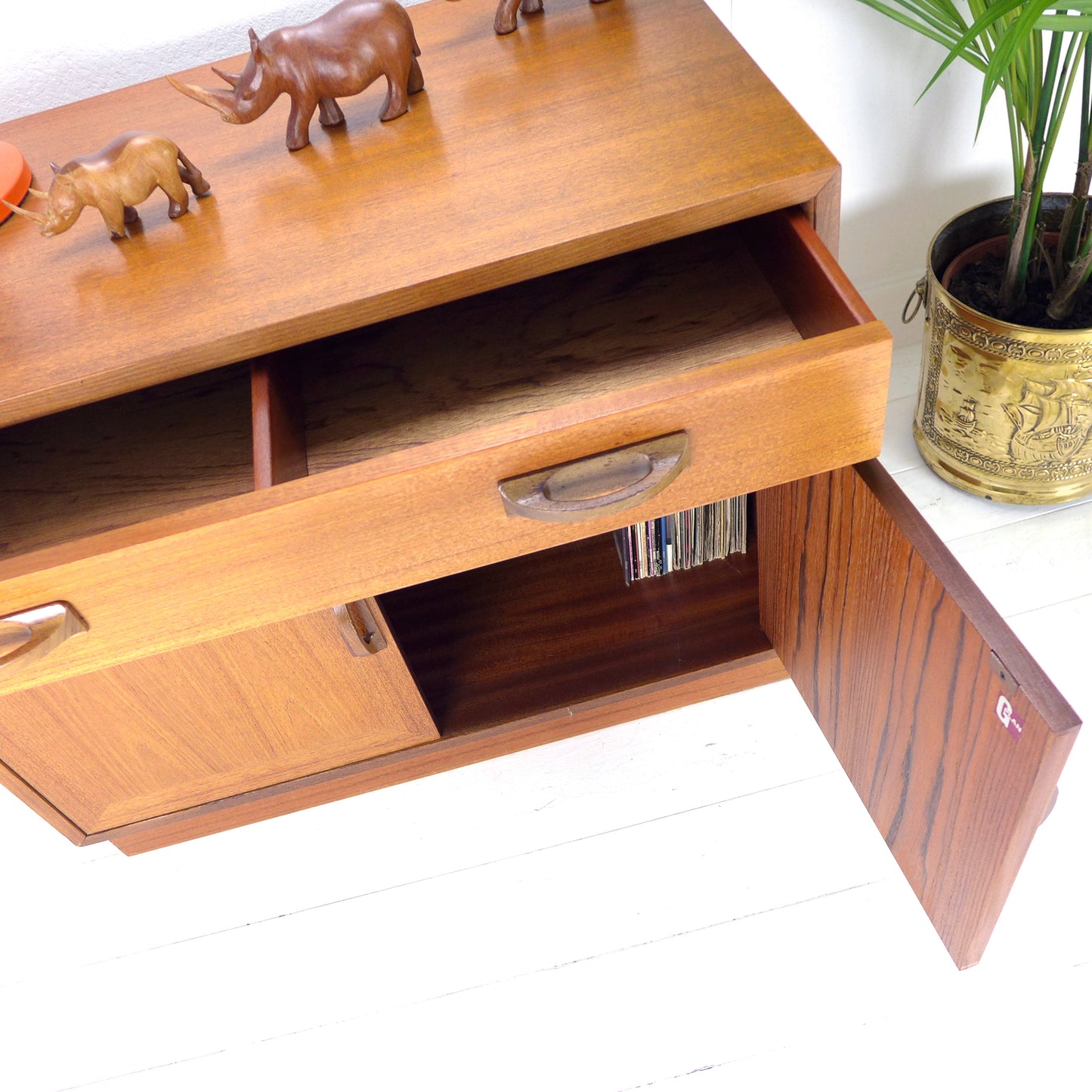 Mid Century G Plan Compact Sideboard / Teak Record Cabinet