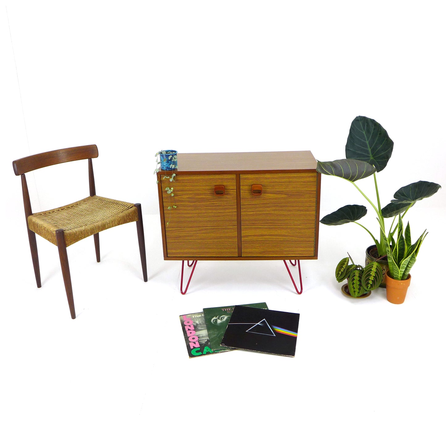 Vintage Bi-Fold Record Cabinet on Hairpin Legs