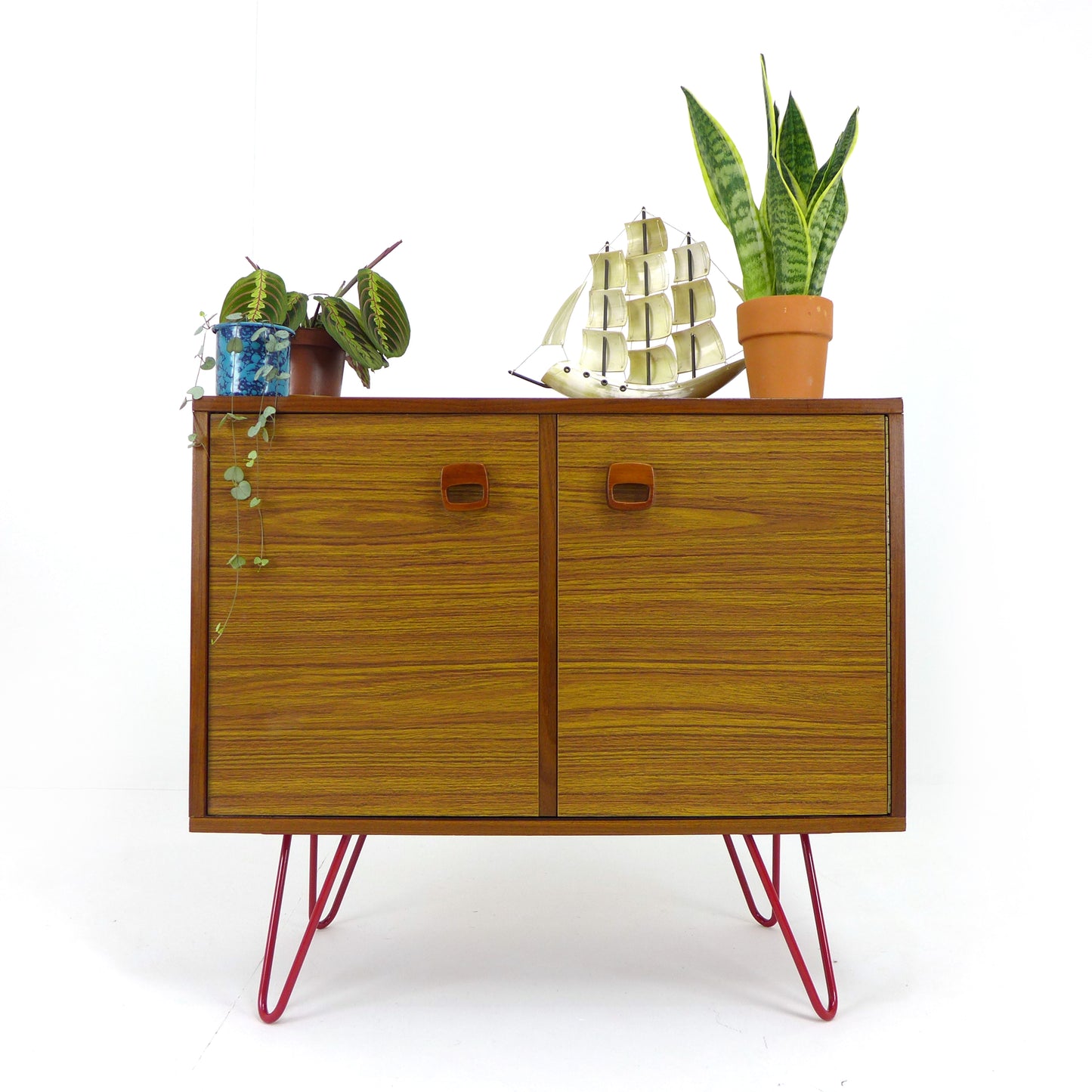 Vintage Bi-Fold Record Cabinet on Hairpin Legs