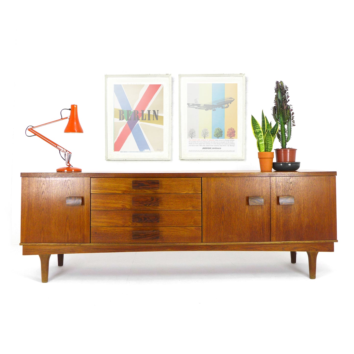 Mid Century Teak Sideboard by Bath Cabinet Makers - XL 7ft