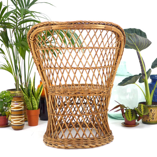 Vintage 1970s Rattan Peacock Chair - Mid Century Bohemian