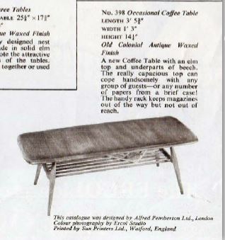 Vintage Ercol Coffee Table with Magazine Rack n.o. 398/459 Dark