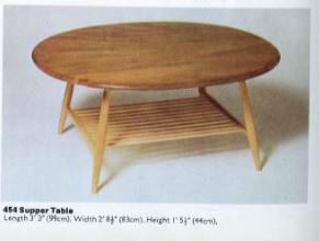 Vintage Ercol Oval Coffee Table with Magazine Rack n.o. 454 Light